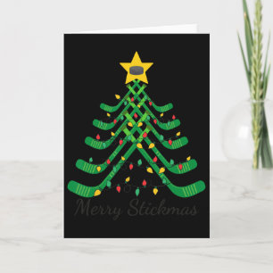 Merry Stickmas Funny Hockey Christmas Card