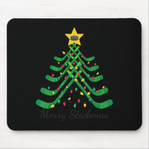 Merry Stickmas Funny Hockey Christmas Mouse Pad