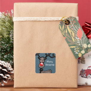 Merry Stressmas Rudolph Square Sticker
