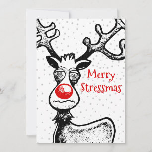 Merry Stressmas with Rudolph Christmas Card