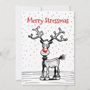 Merry Stressmas with Rudolph Christmas Card