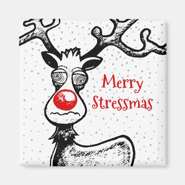 Merry Stressmas with Rudolph Magnet (Front)