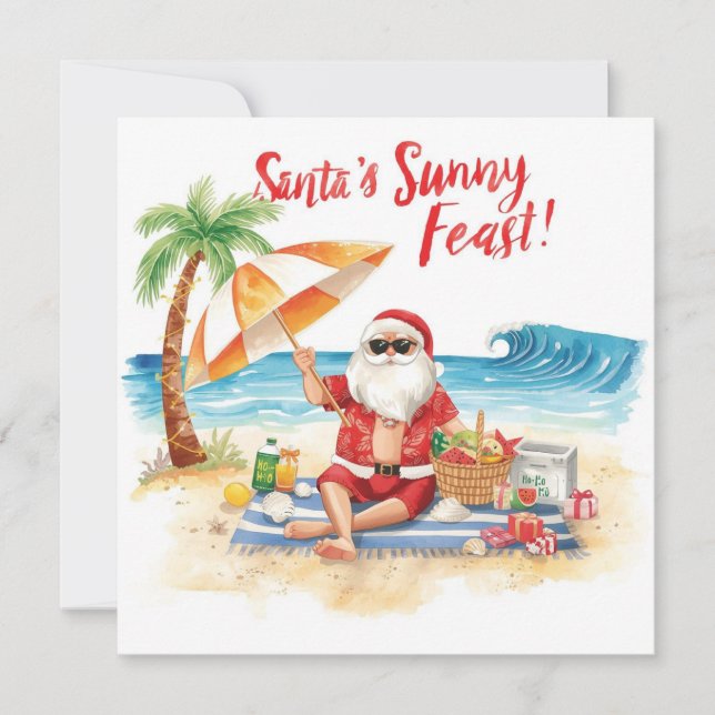 Merry Summer Holiday Santa at the beach  (Front)