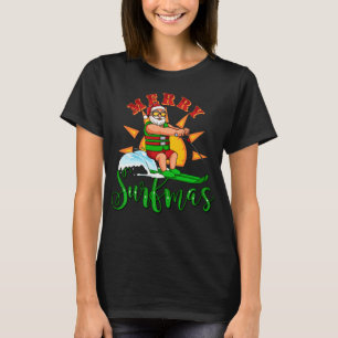 Merry Surfmas Surfer Santa Christmas in July T-Shirt