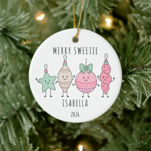Merry Sweetie Personalised Girl Ornament