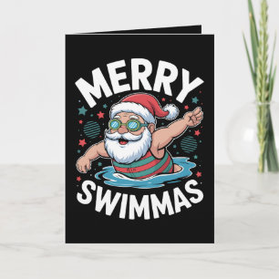 Merry Swimmas Christmas Santa Xmas Swimming Pool Card