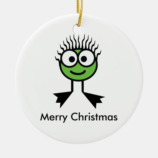 Merry Swimming Christmas Ornament - Green Front (Front)
