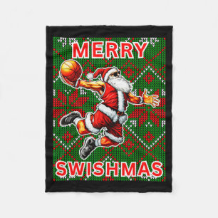 Merry Swishmas Basketball Christmas Santa Claus Sl Fleece Blanket