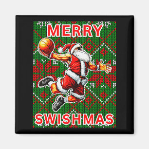 Merry Swishmas Basketball Christmas Santa Claus Sl Magnet