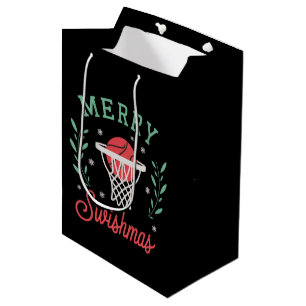 Merry Swishmas Basketball Christmas Sports Xmas  Medium Gift Bag