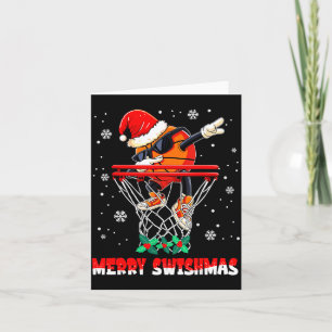 Merry Swishmas Basketball Funny Dabbing Basketball Card