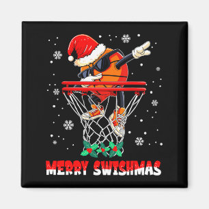Merry Swishmas Basketball Funny Dabbing Basketball Magnet