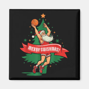 Merry Swishmas Basketball Santa Christmas Pajamas  Magnet