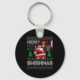 Merry Swishmas Basketball Ugly Christmas Santa Men Key Ring