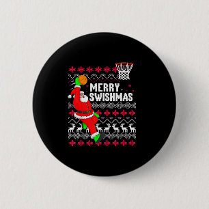 Merry Swishmas Basketball Ugly Christmas Xmas 6 Cm Round Badge