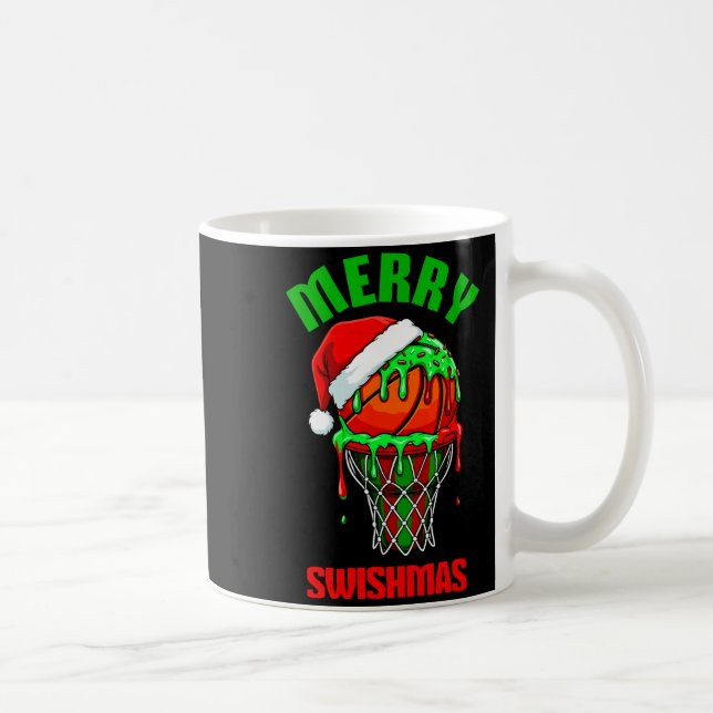 Merry Swishmas Basketball Ugly Christmas Xmas Men  Coffee Mug (Right)