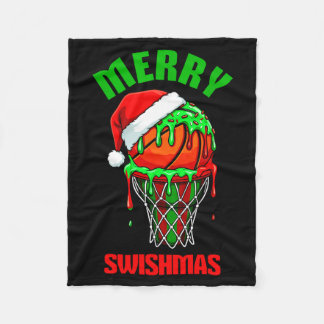 Merry Swishmas Basketball Ugly Christmas Xmas Men  Fleece Blanket
