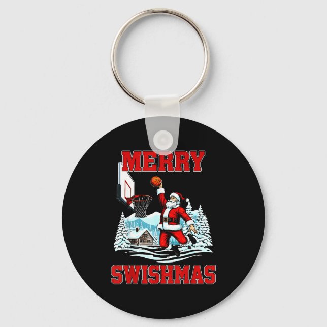 Merry Swishmas Basketball Ugly Christmas Xmas Men  Key Ring (Front)