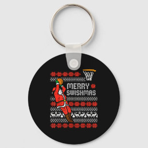 Merry Swishmas Basketball Ugly Christmas Xmas Men Key Ring