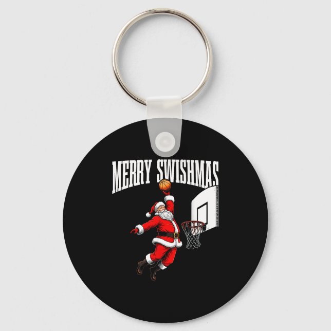Merry Swishmas Basketball Ugly Christmas Xmas Men  Key Ring (Front)