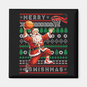 Merry Swishmas Basketball Ugly Christmas Xmas Men Magnet