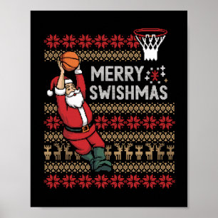 Merry Swishmas Basketball Ugly Christmas Xmas Men  Poster