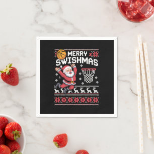 Merry Swishmas Basketball Ugly Christmas Xmas  Napkin