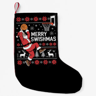 Merry Swishmas Basketball Ugly Christmas Xmas  Small Christmas Stocking