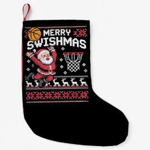 Merry Swishmas Basketball Ugly Christmas Xmas  Small Christmas Stocking