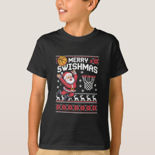 Merry Swishmas Basketball Ugly Christmas Xmas  T-Shirt