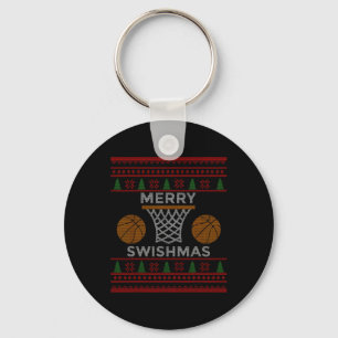 Merry Swishmas Bysketbyll Fun Cool Boy Christmas  Key Ring