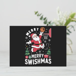 Merry Swishmas Christmas Santa Playing Basketball  Holiday Card
