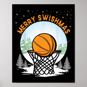 Merry Swishmas Fun Christmas Santa Bysketbyll Play Poster