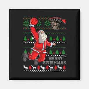 Merry Swishmas Santa Bysketbyll Byll Ugly Christma Magnet