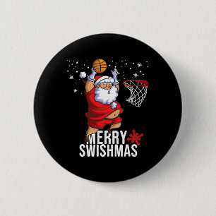 Merry Swishmas Santa Bysketbyll Christmas Pyjamas 6 Cm Round Badge