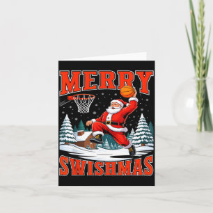 Merry Swishmas Santa Playing Basketball Christmas  Card