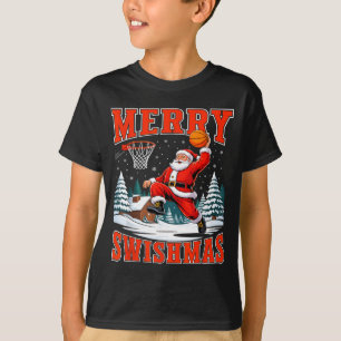 Merry Swishmas Santa Playing Basketball Christmas  T-Shirt