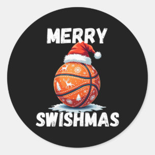 Merry Swishmas Sketll Cool Christmas Xmas Men Boys Classic Round Sticker