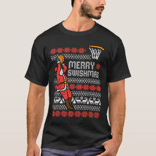 Merry Swishmas Sketll Ugly Christmas Xmas Men Boys T-Shirt