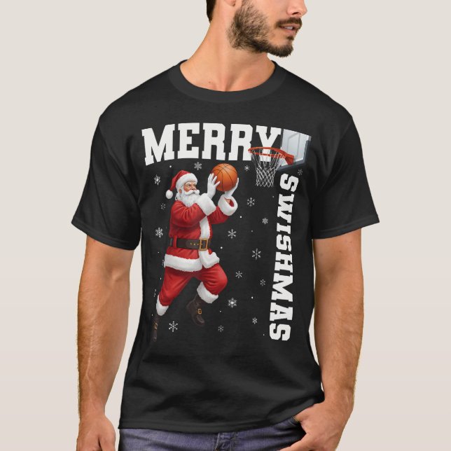 Merry Swishmas Sport Christmas Basketball Xmas Men T-Shirt (Front)