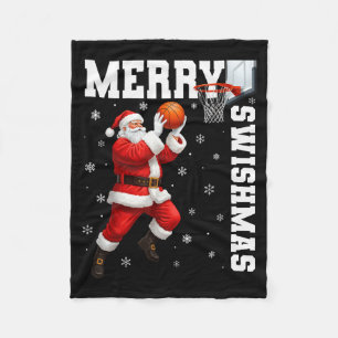 Merry Swishmas Srt Christmas Basketball Xmas Men B Fleece Blanket