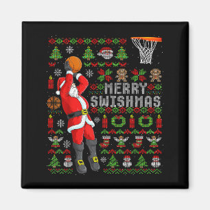 Merry Swishmas Ugly Christmas Basketball Christmas Magnet