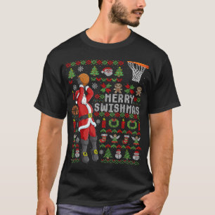 Merry Swishmas Ugly Christmas Basketball Christmas T-Shirt