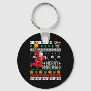 Merry Swishmas Ugly Christmas Bysketbyll Christmas Key Ring