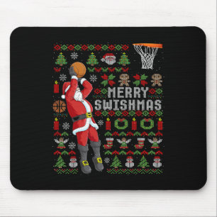 Merry Swishmas Ugly Christmas Bysketbyll Christmas Mouse Pad