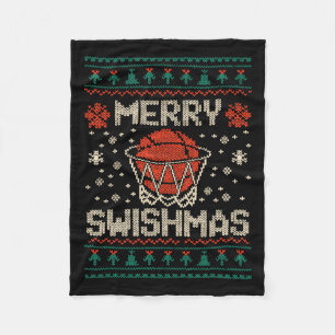 Merry Swishmas Ugly Christmas Sweater Bysketll  Fleece Blanket