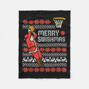 Merry Swishmas Ugly Christmas Sweater Bysketll Paj Fleece Blanket