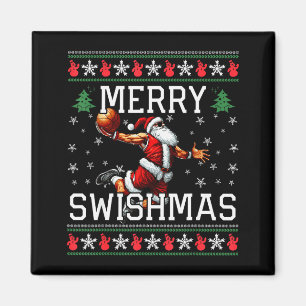 Merry Swishmas Ugly Funny Christmas Basketball Chr Magnet