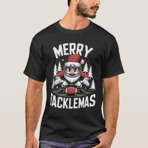 Merry Tacklemas Football Santa Christmas Xmas T-Shirt