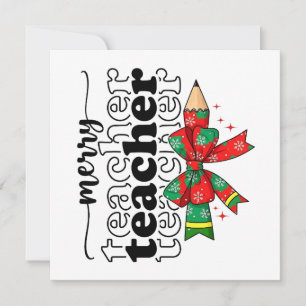 Merry Teacher Christmas Gift   Holiday Teacher  Card